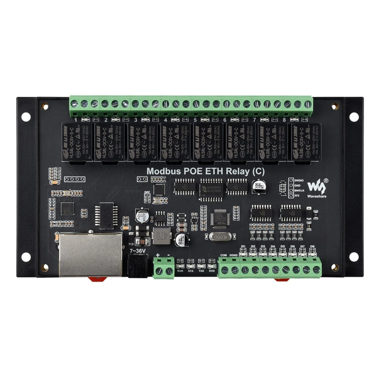 Dual Ethernet PoE 8-Channel Modbus Relay Module - Image 3