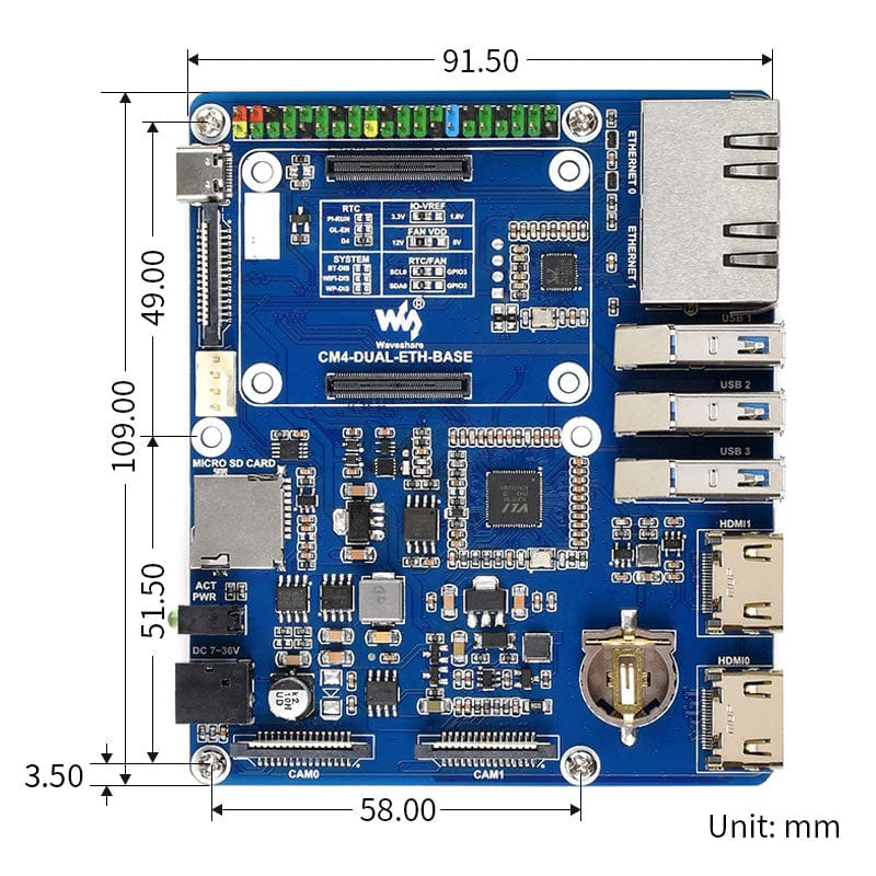 Dual Gigabit Ethernet Base Board for Raspberry Pi Compute Module 4 - Image 8