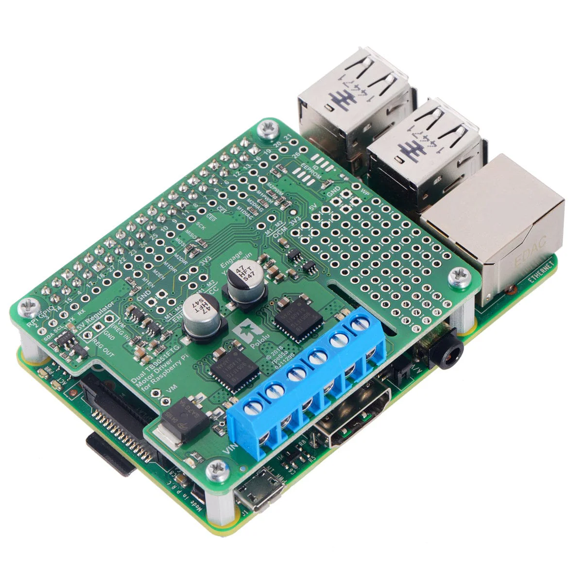 Pololu Dual TB9051FTG Motor Driver for Raspberry Pi (Assembled) - Image 3