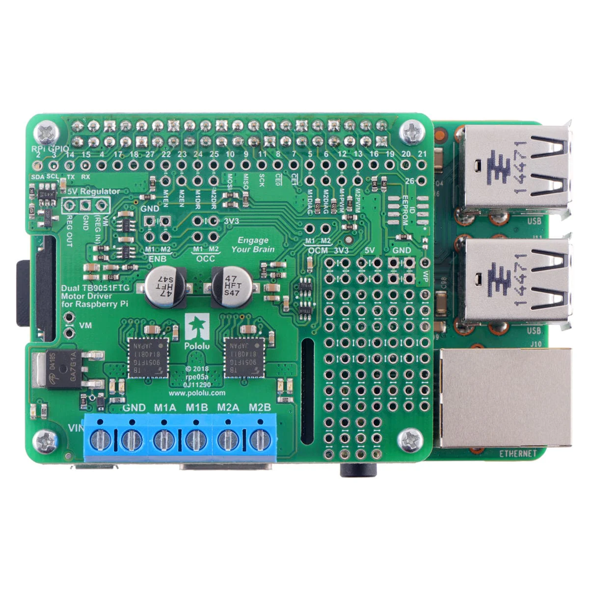 Pololu Dual TB9051FTG Motor Driver for Raspberry Pi (Assembled) - Image 5
