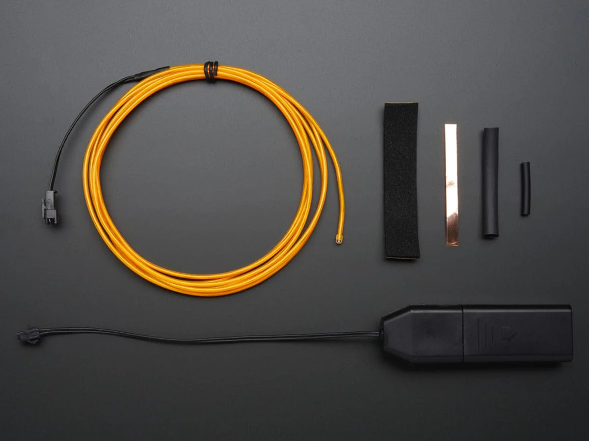 EL wire starter pack - Yellow 2.5 meter (8.2 ft) [Discontinued] - Image 2