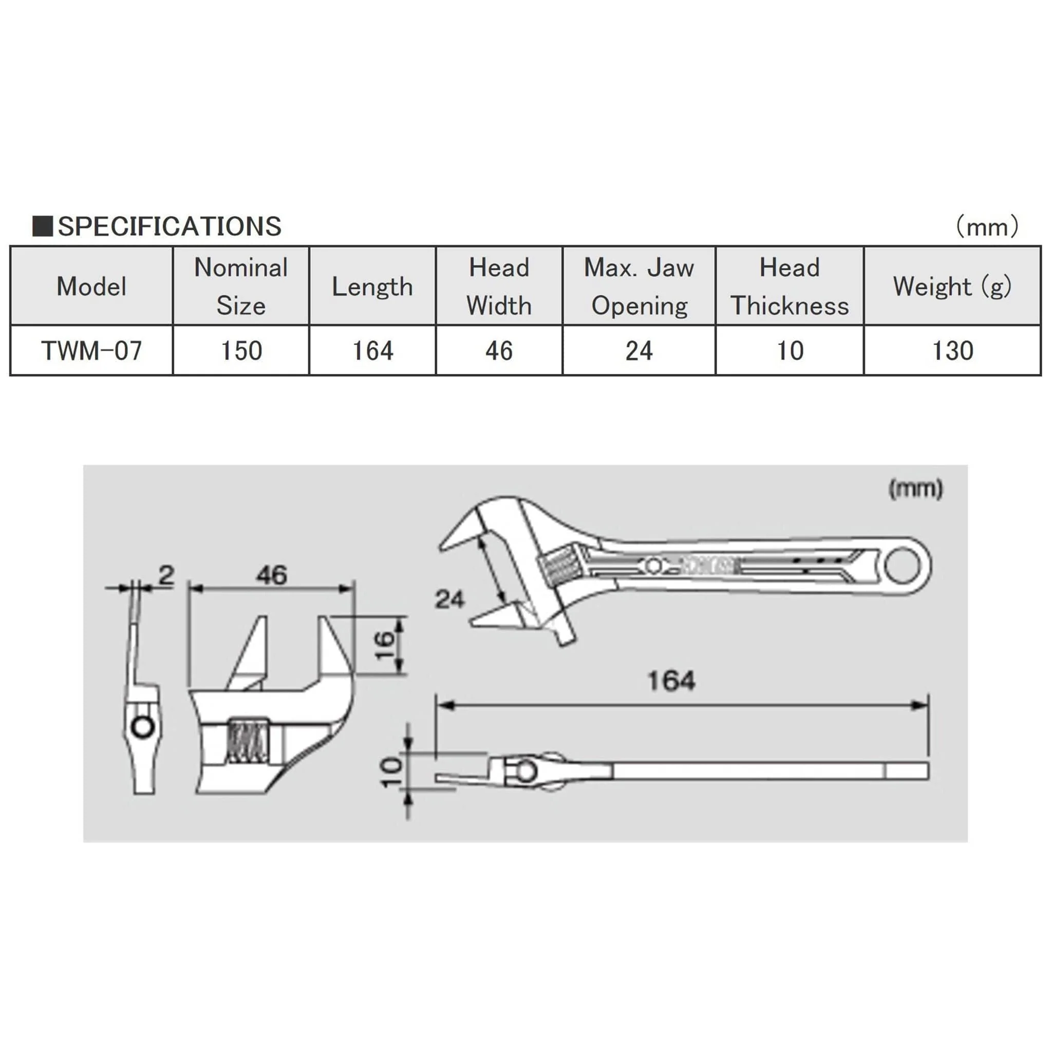 Engineer® TWM-07 Slim-Jaw Adjustable Spanner - Image 6