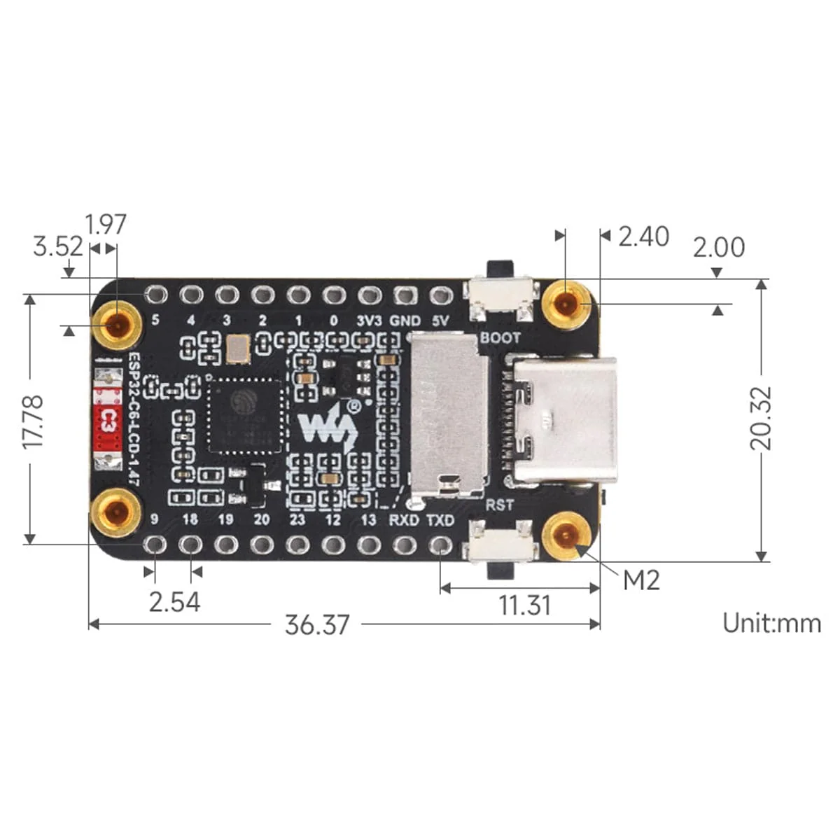 ESP32-C6 Development Board with 1.47" LCD Display (172 x 320) - Image 5