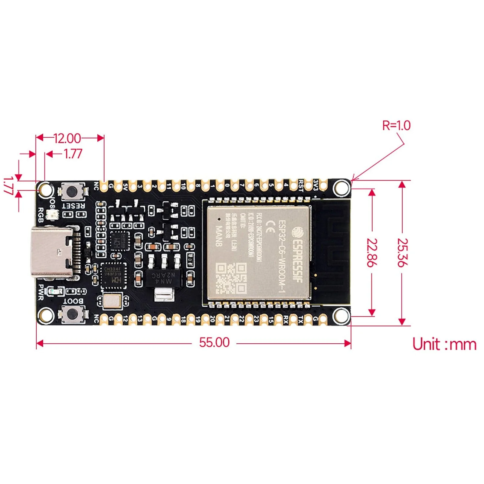 Waveshare ESP32-C6 Development Board (with Headers) - Image 5
