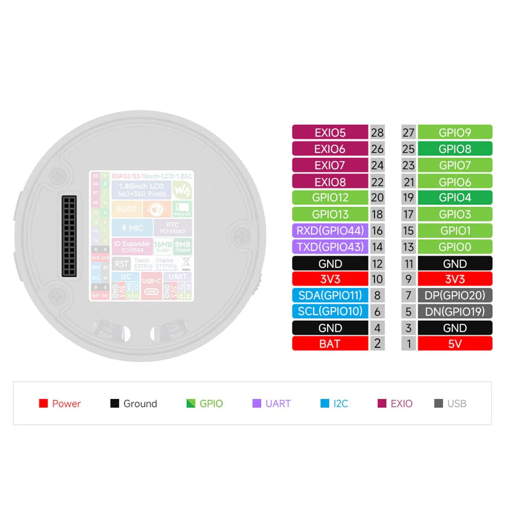 ESP32-S3 1.85" Round LCD Touch Display Dev Board with Microphone and Speaker - Image 15