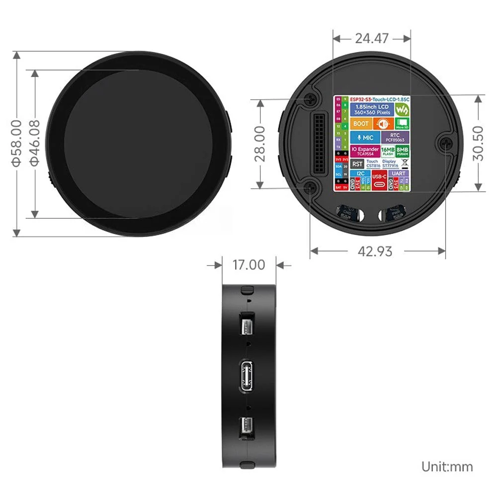 ESP32-S3 1.85" Round LCD Touch Display Dev Board with Microphone and Speaker - Image 16