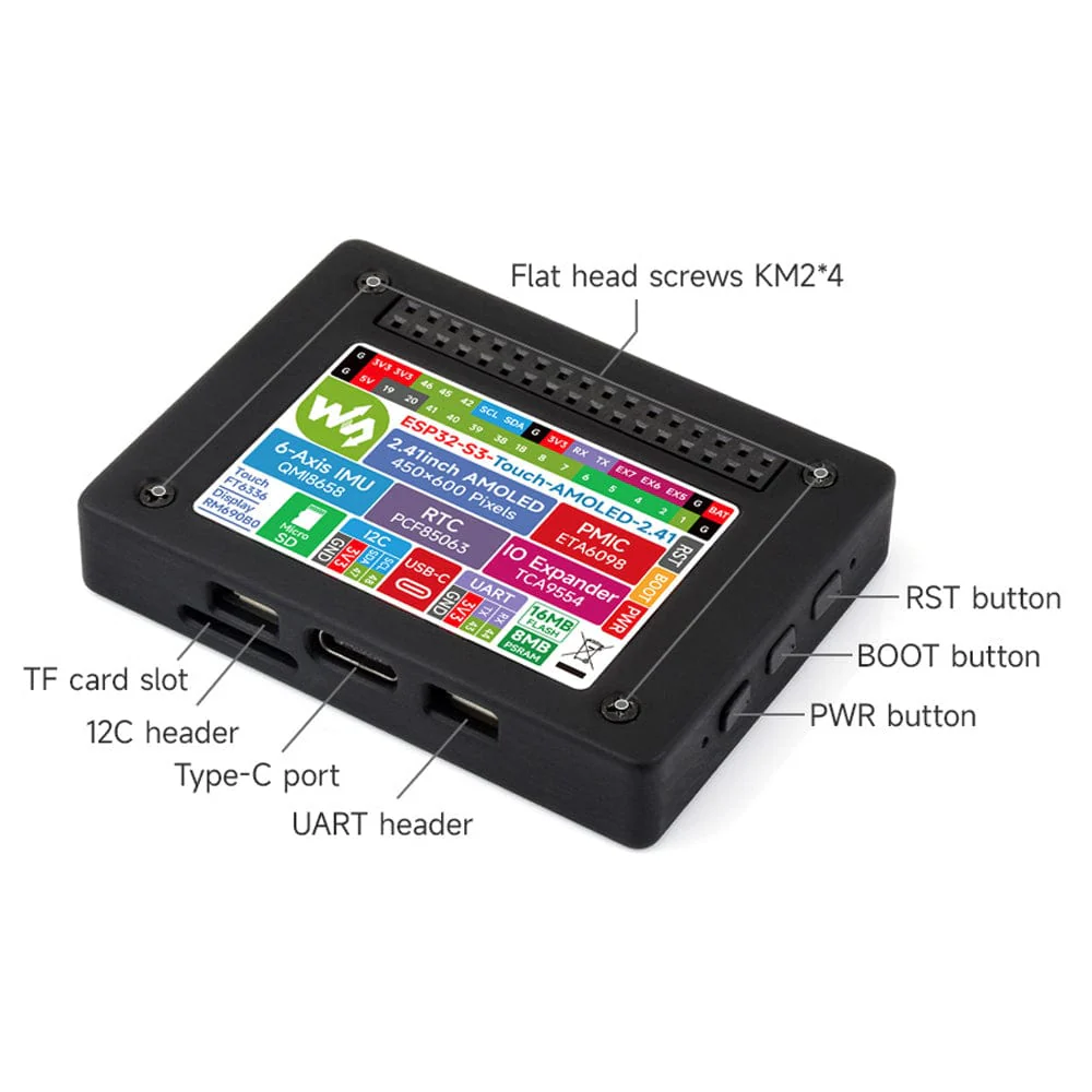 ESP32-S3 2.41" AMOLED Touch Display Dev Board with Case (600x450) - Image 4