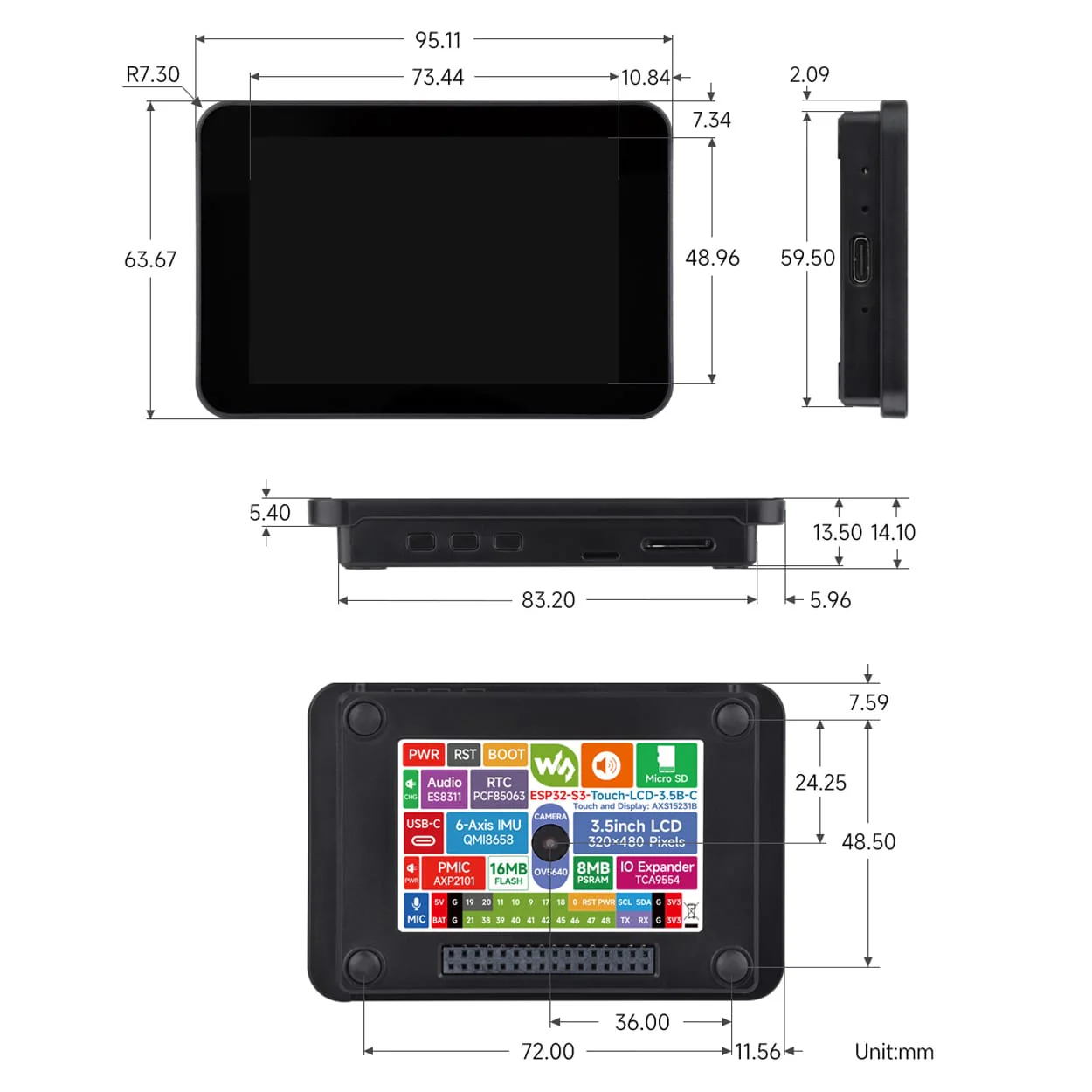 ESP32-S3 3.5" IPS Capacitive Touch Display Dev Board (B) - 320×480 - Image 11