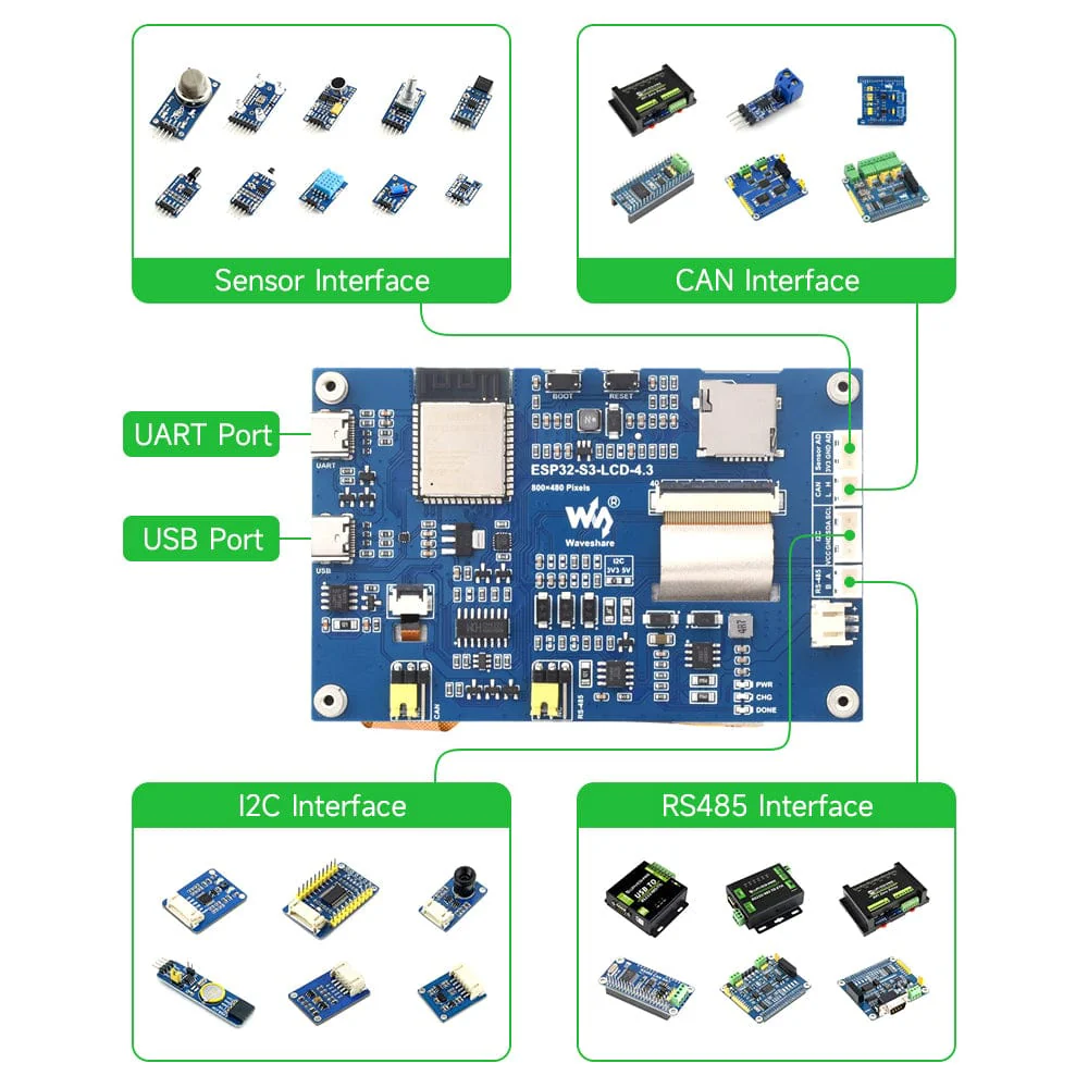 ESP32-S3 4.3" Touch Display Dev Board (800x480) - Image 3