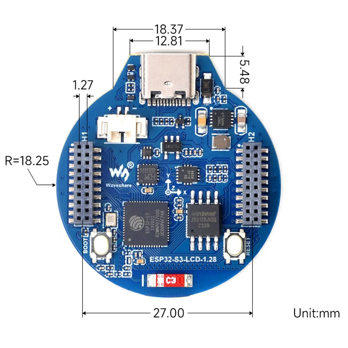ESP32-S3 Development Board with 1.28" IPS Round LCD - Image 5