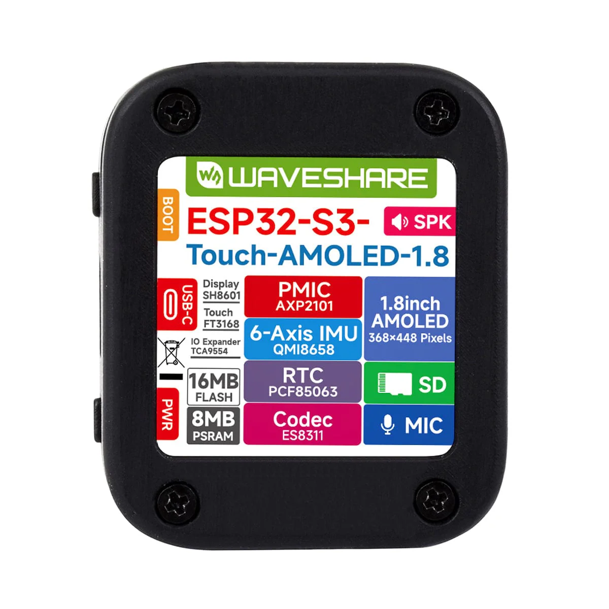 ESP32-S3 Development Board with 1.8" AMOLED Touch Display (368 x 448) - Image 3