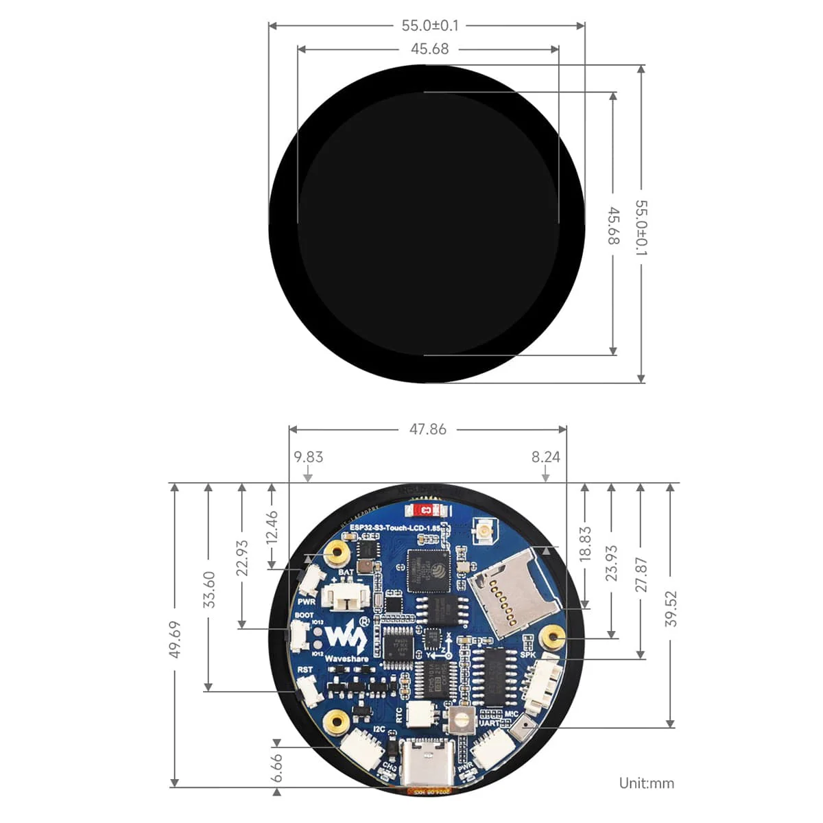 ESP32-S3 Development Board with 1.85" Round Display (360 x 360) - Image 8