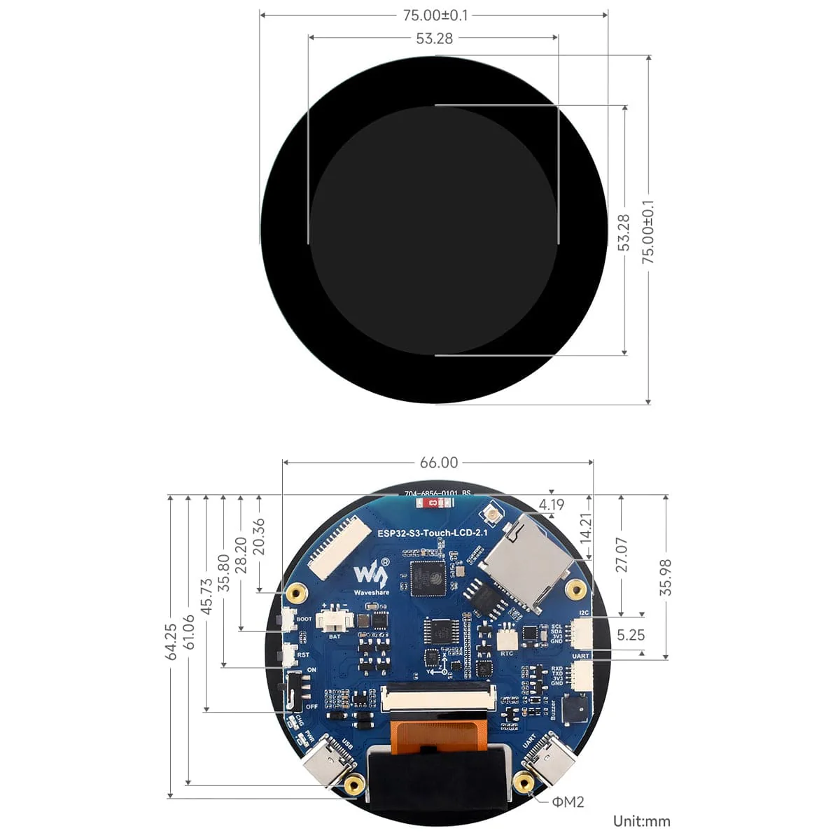 ESP32-S3 Development Board with 2.1" Round Touch LCD Display (480 x 480) - Image 6