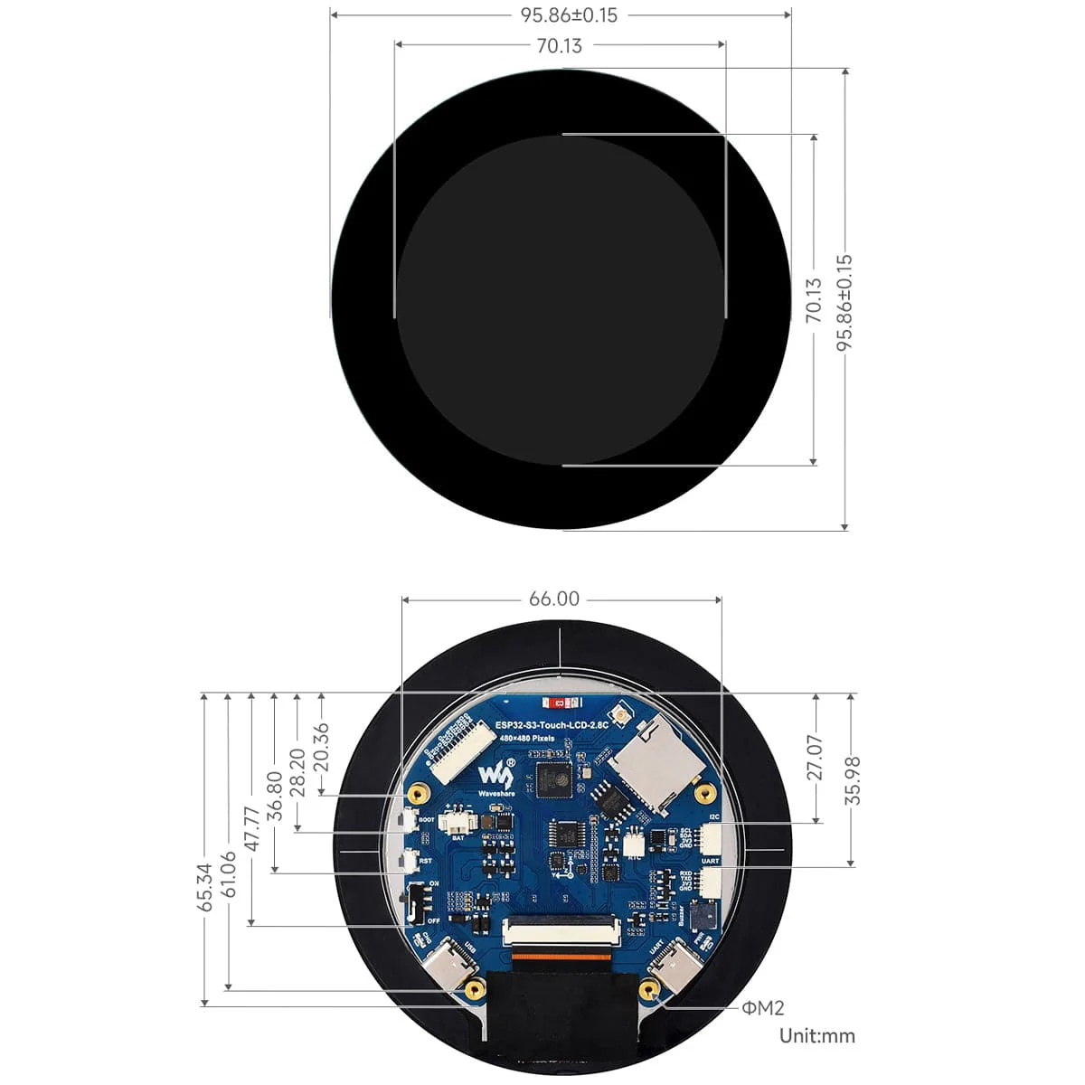 ESP32-S3 Development Board with 2.8" IPS LCD Round Display (480 x 480) - Image 9