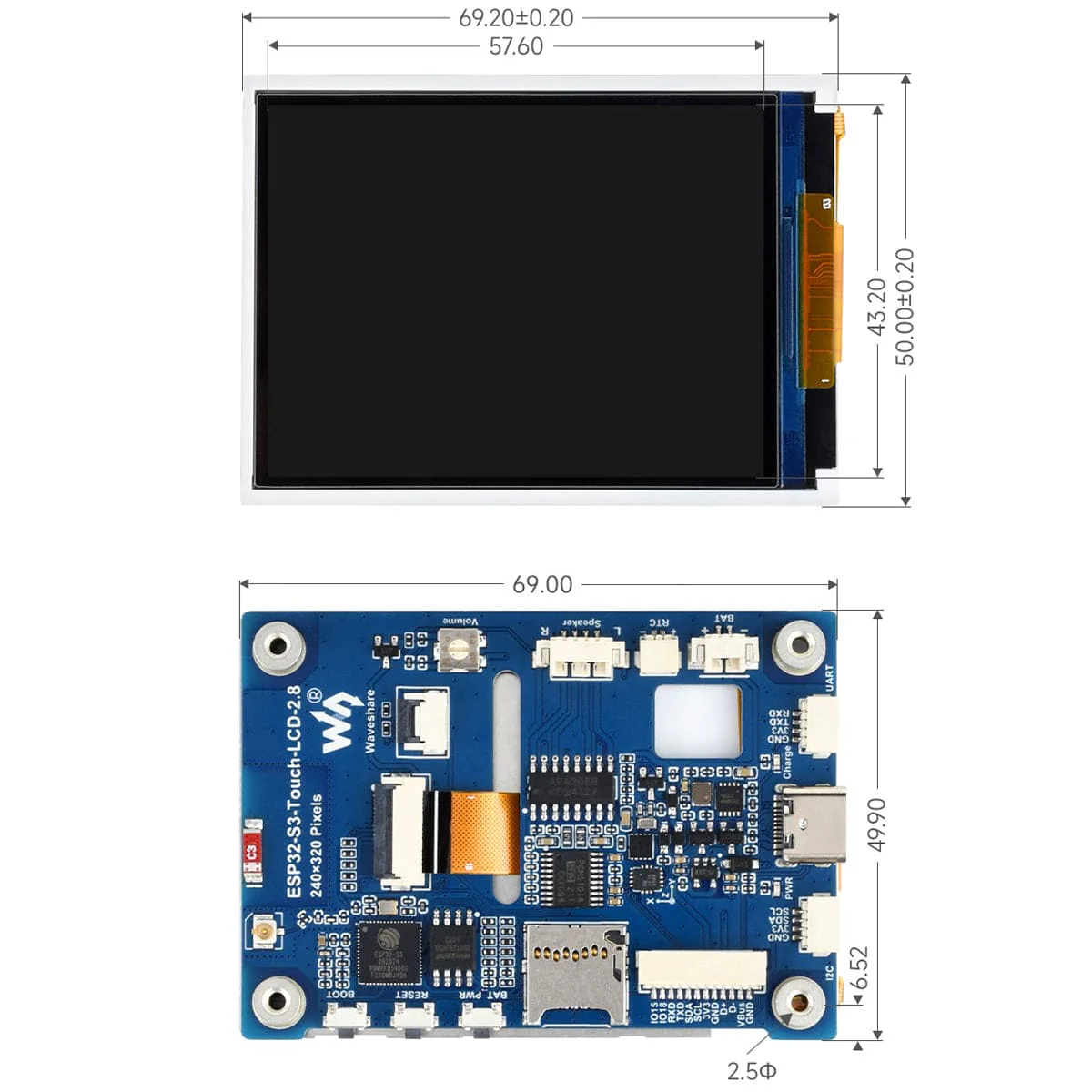 ESP32-S3 Development Board with 2.8" IPS LCD Display (240 x 320) - Image 6