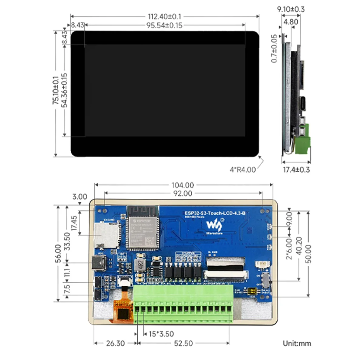ESP32-S3 Development Board with 4.3" Capacitive Touch LCD Display (800 x 480) - Image 7