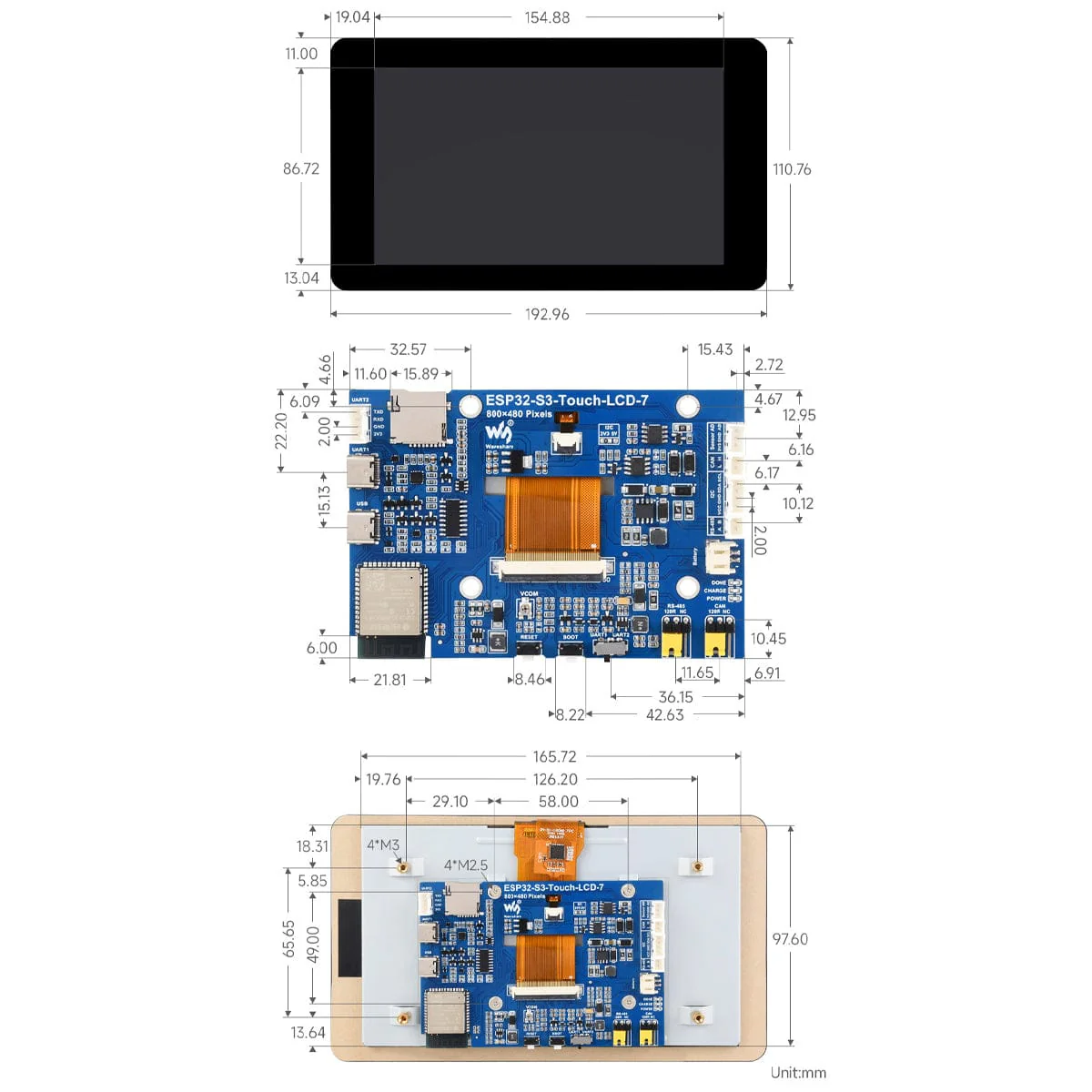 ESP32-S3 Development Board with 7" Capacitive Touch LCD Display (800 x 480) - Image 6