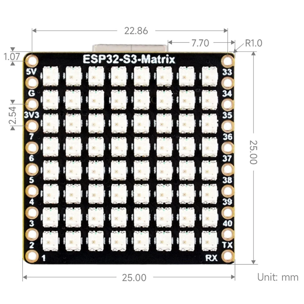 ESP32-S3 Development Board with 8 x 8 RGB LED Matrix - Image 6