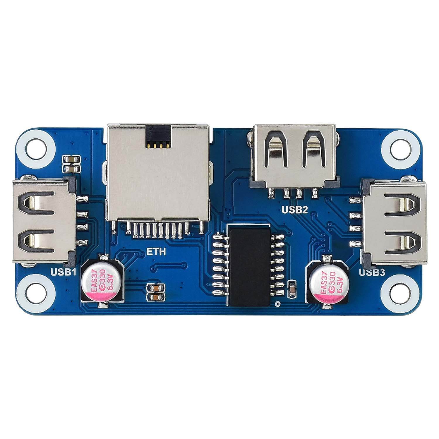 Ethernet / USB HUB HAT for Raspberry Pi (1x RJ45 & 3x USB 2.0) - Image 2