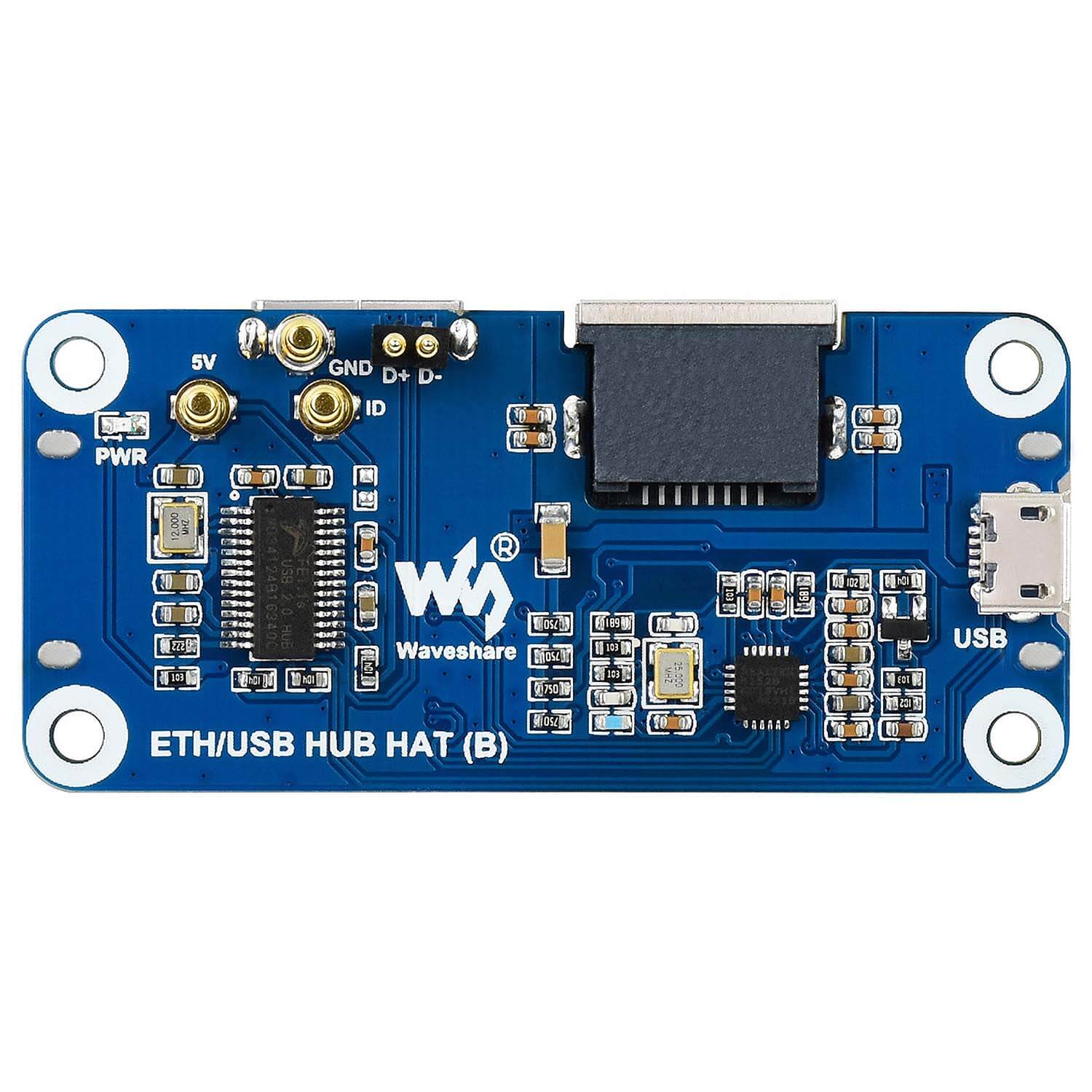 Ethernet / USB HUB HAT for Raspberry Pi (1x RJ45 & 3x USB 2.0) - Image 3