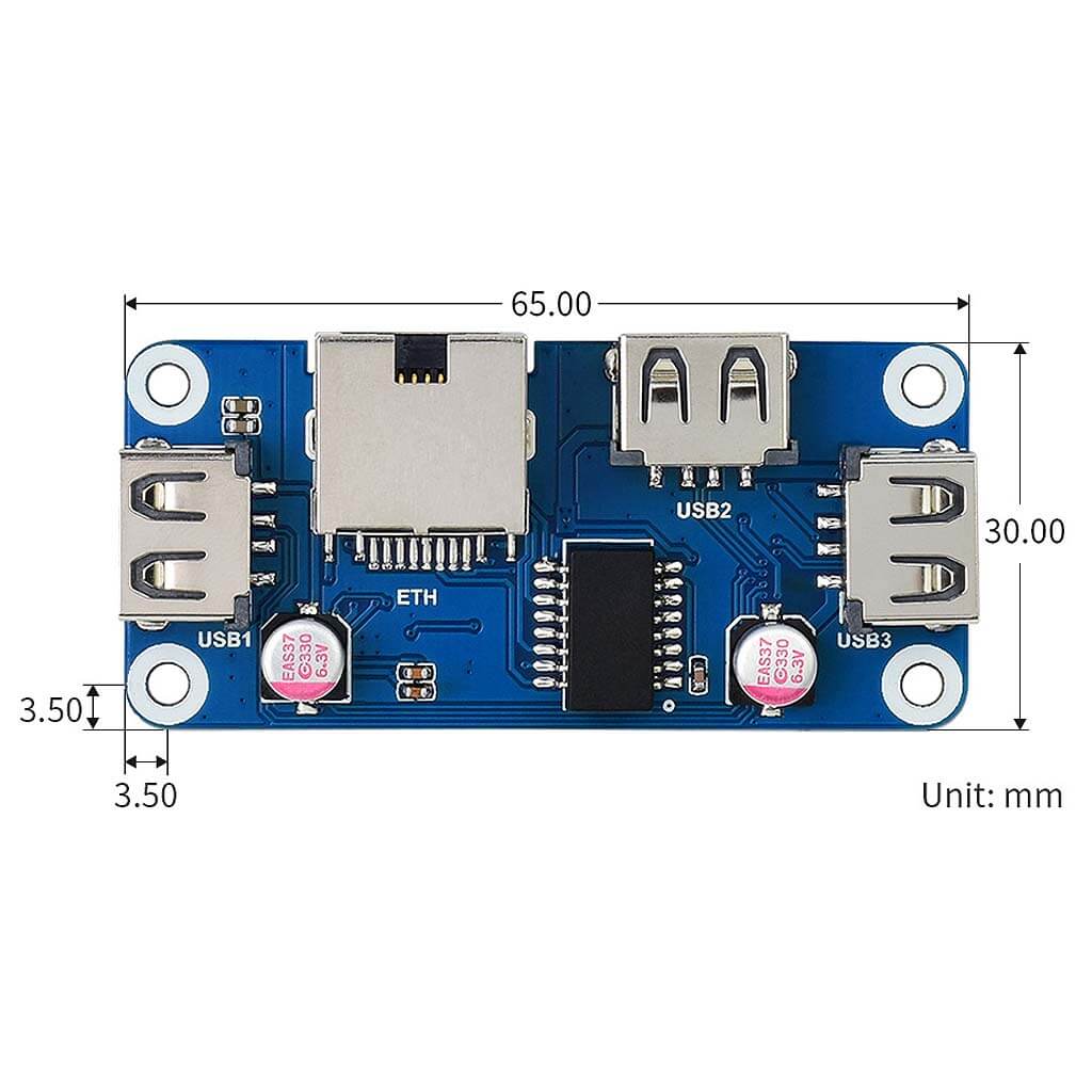 Ethernet / USB HUB HAT for Raspberry Pi (1x RJ45 & 3x USB 2.0) - Image 7