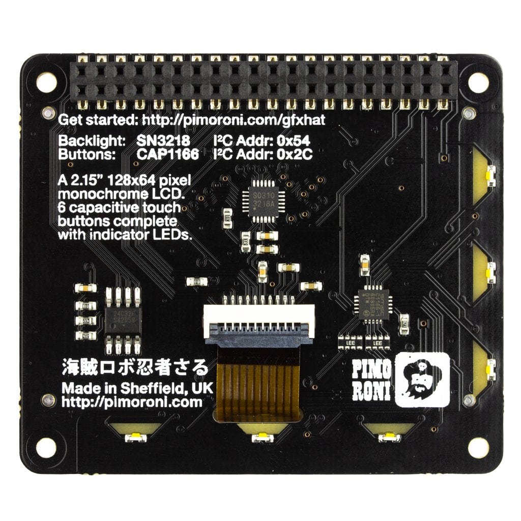 GFX HAT - 128x64 LCD Display with RGB Backlight and Touch Buttons [Discontinued] - Image 4