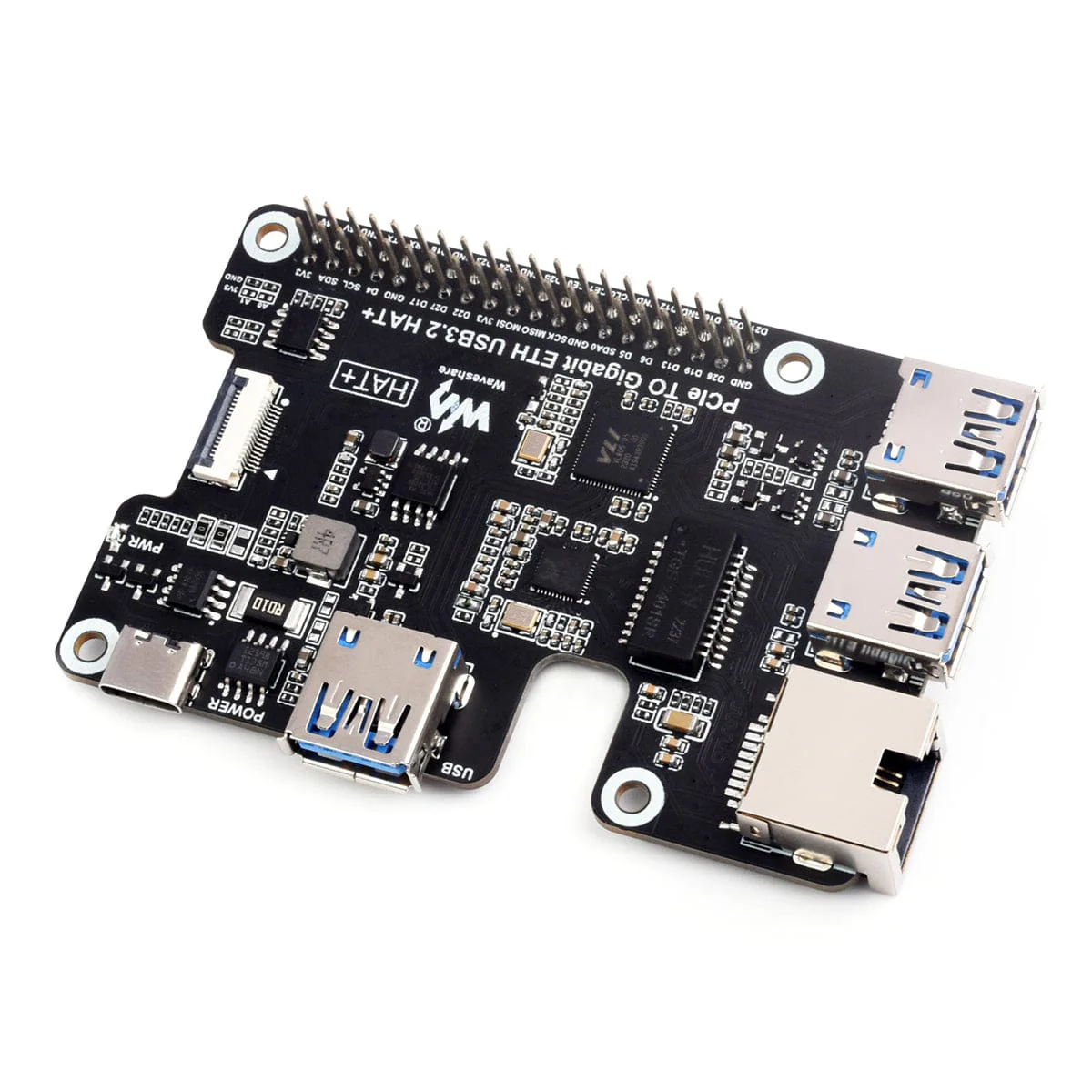 Gigabit Ethernet + 3x USB 3.2 PCIe HAT+ for Raspberry Pi 5 - Image 2