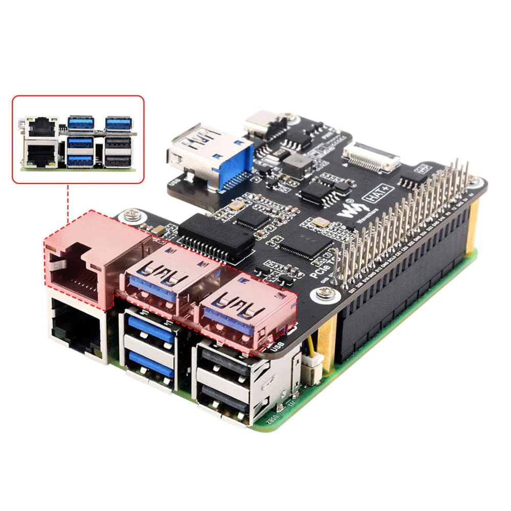 Gigabit Ethernet + 3x USB 3.2 PCIe HAT+ for Raspberry Pi 5 - Image 4