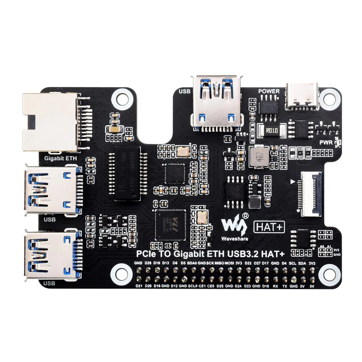 Gigabit Ethernet + 3x USB 3.2 PCIe HAT+ for Raspberry Pi 5 - Image 6