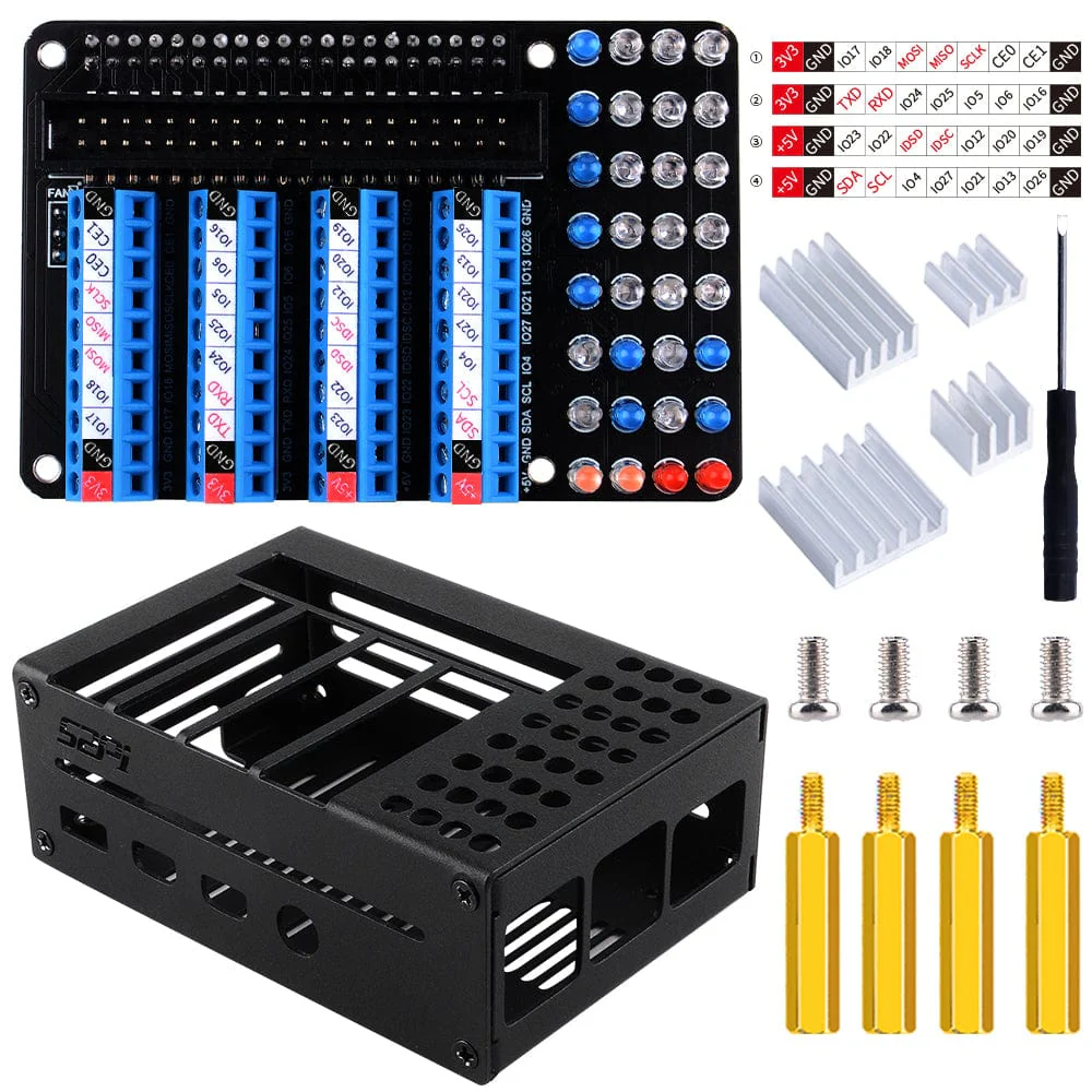 GPIO Terminal Board with LED Indicators + Aluminium Case for Pi 4 [Discontinued] - Image 2