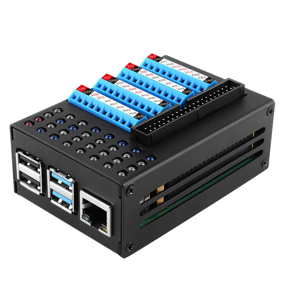 GPIO Terminal Board with LED Indicators + Aluminium Case for Pi 4 [Discontinued] - Image 6