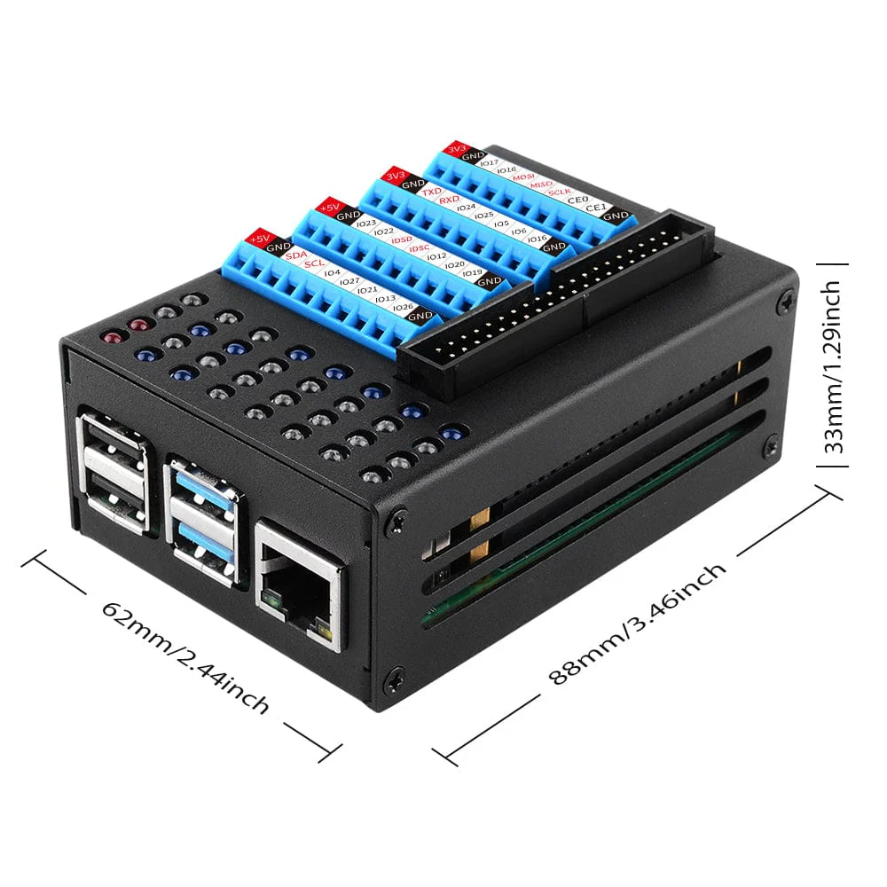GPIO Terminal Board with LED Indicators + Aluminium Case for Pi 4 [Discontinued] - Image 8