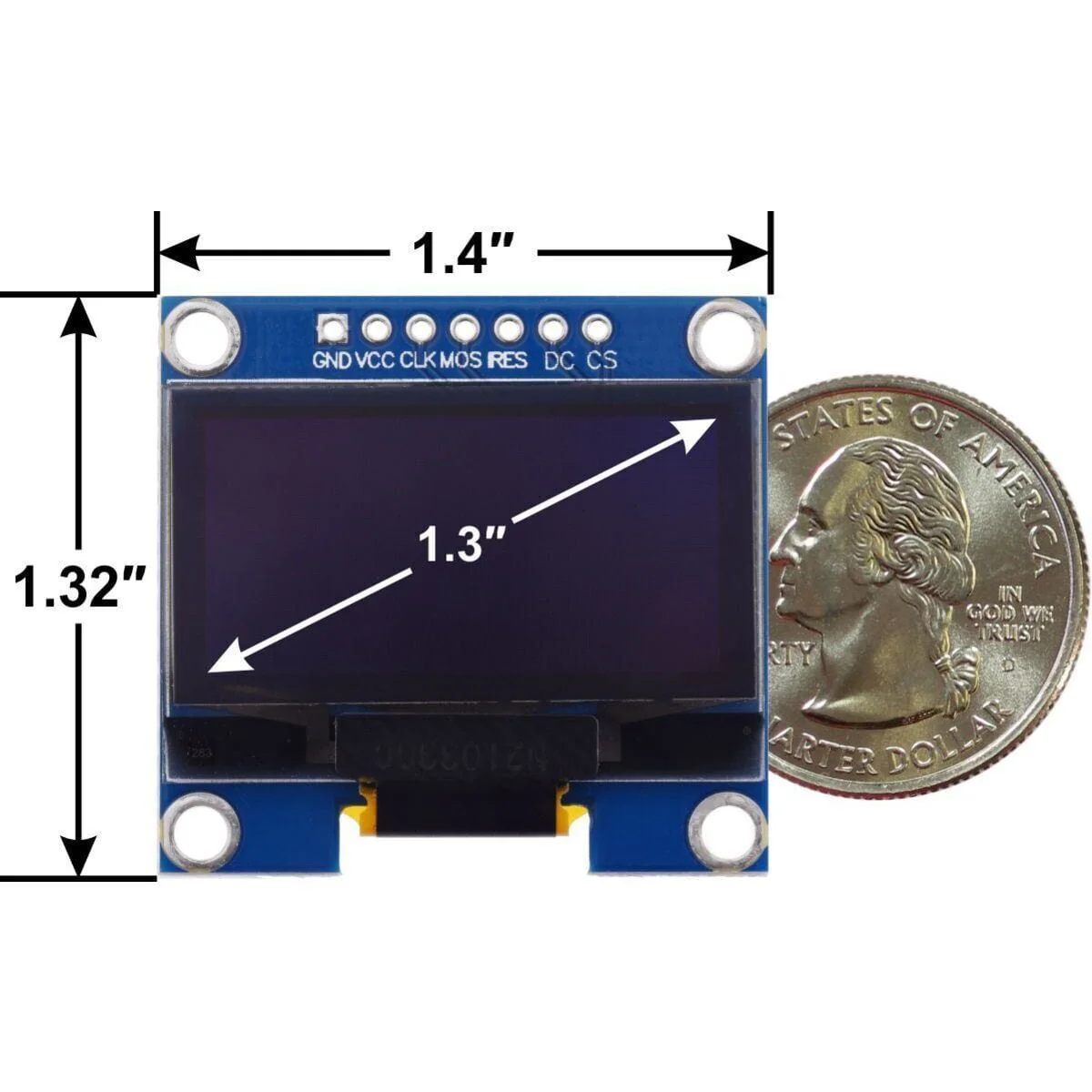 Graphical OLED Display: 128x64, 1.3", White, SPI [Discontinued] - Image 7