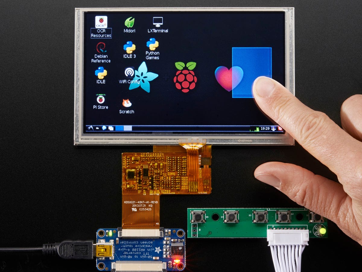 HDMI 4 Pi: 5" Display (w/Touch) 800x480 - HDMI/VGA/NTSC/PAL [Discontinued] - Image 2
