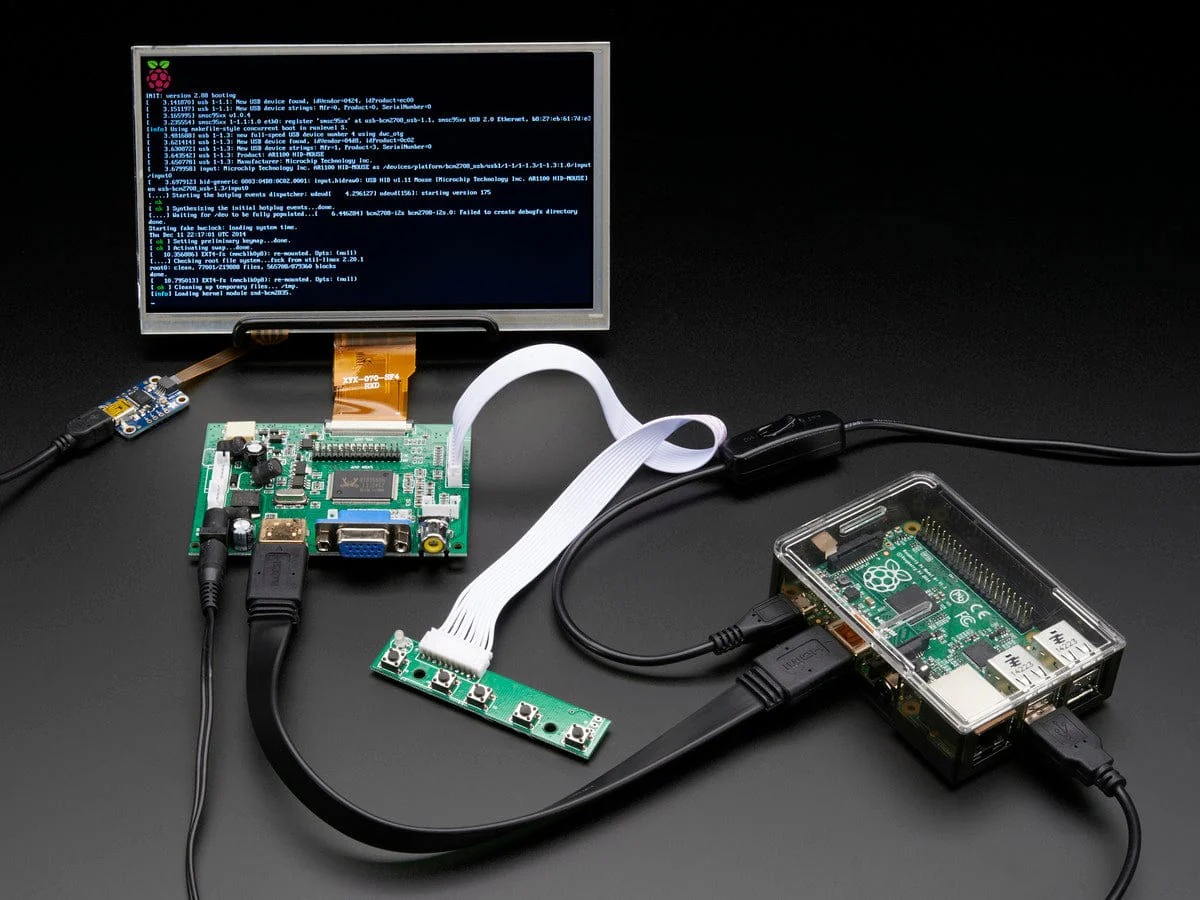 HDMI 4 Pi: 7" Display w/Touchscreen 1024x600- HDMI/VGA/NTSC/PAL [Discontinued] - Image 3