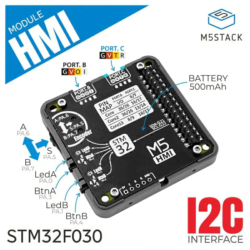 HMI Module with Encoder and 500mAh Battery (STM32F030) - Image 2