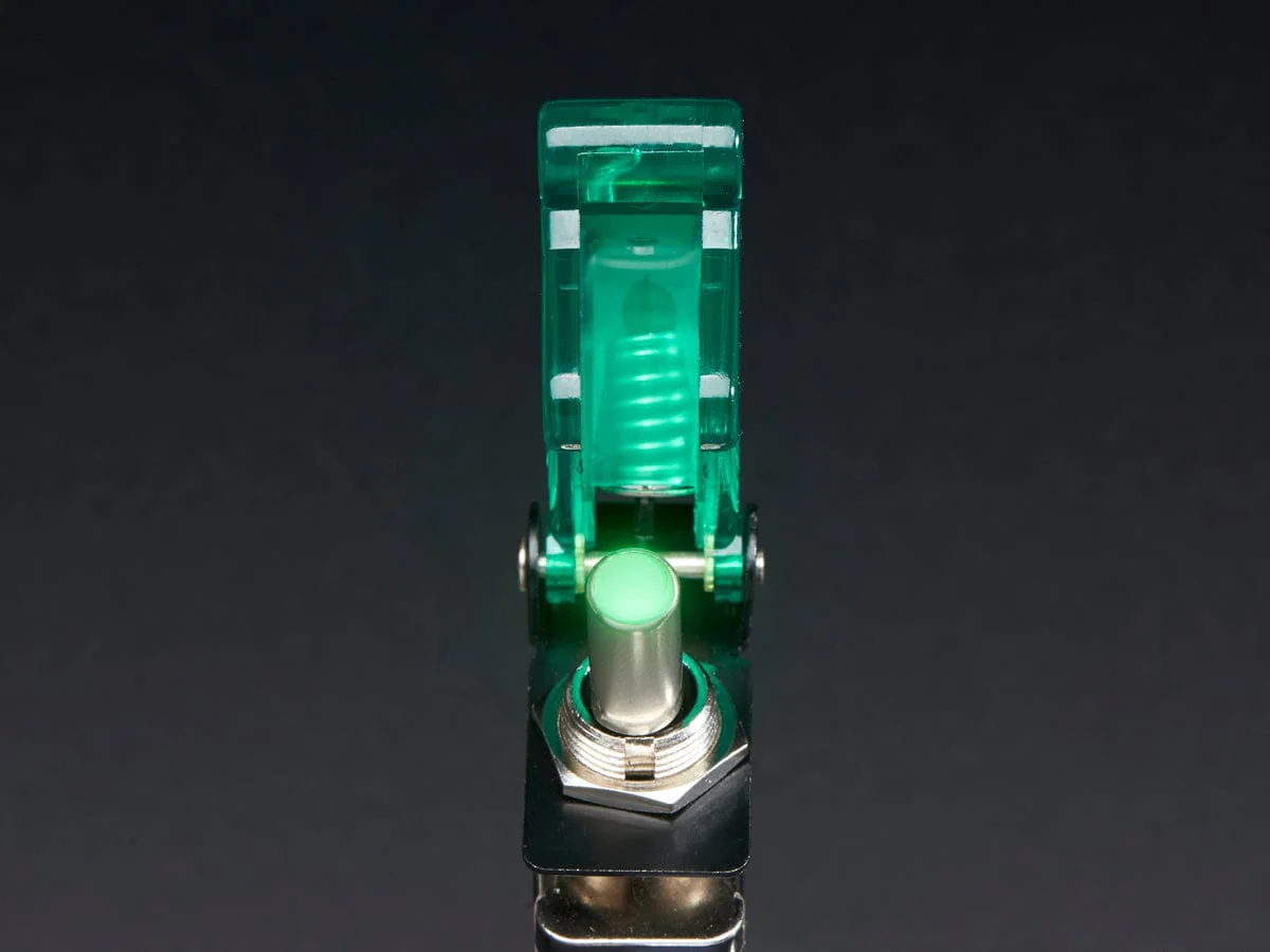 Illuminated Toggle Switch with Cover - Green - Image 2