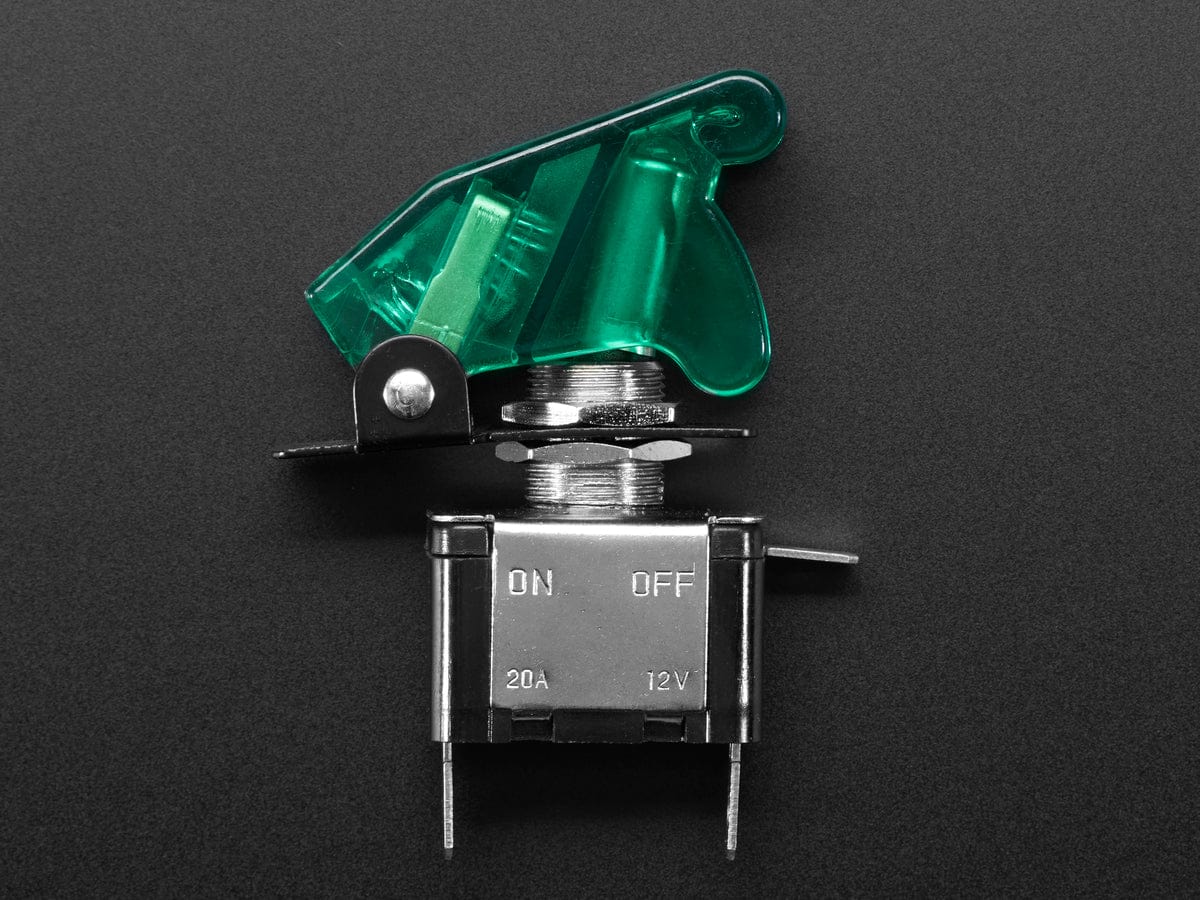 Illuminated Toggle Switch with Cover - Green - Image 3
