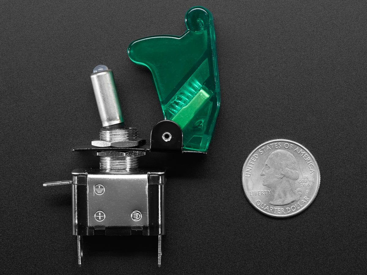 Illuminated Toggle Switch with Cover - Green - Image 4