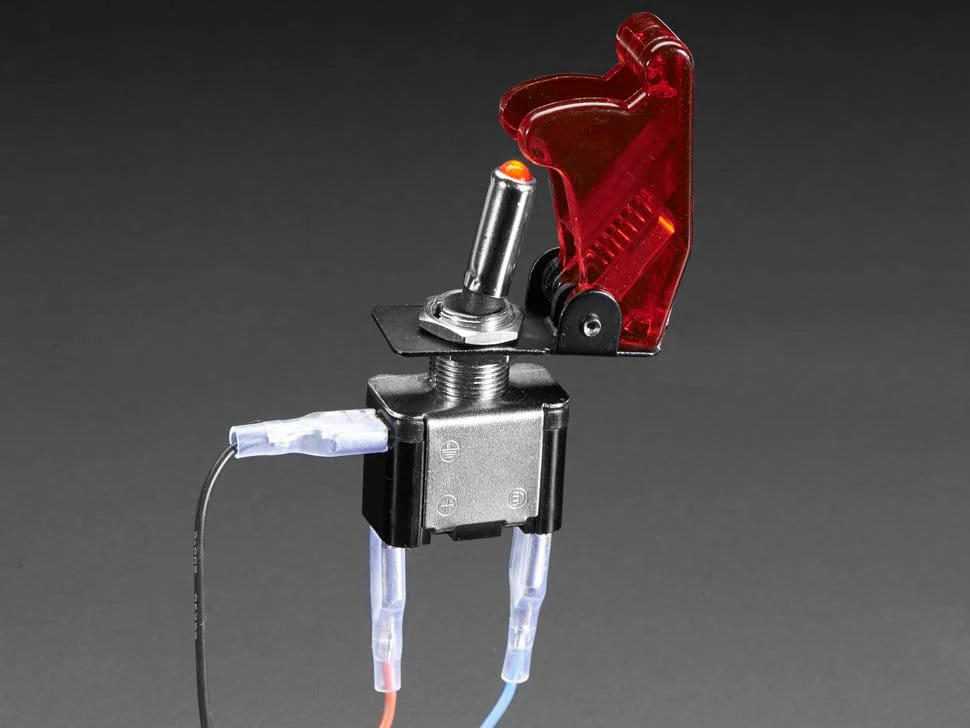 Illuminated Toggle Switch with Cover - Red - Image 2