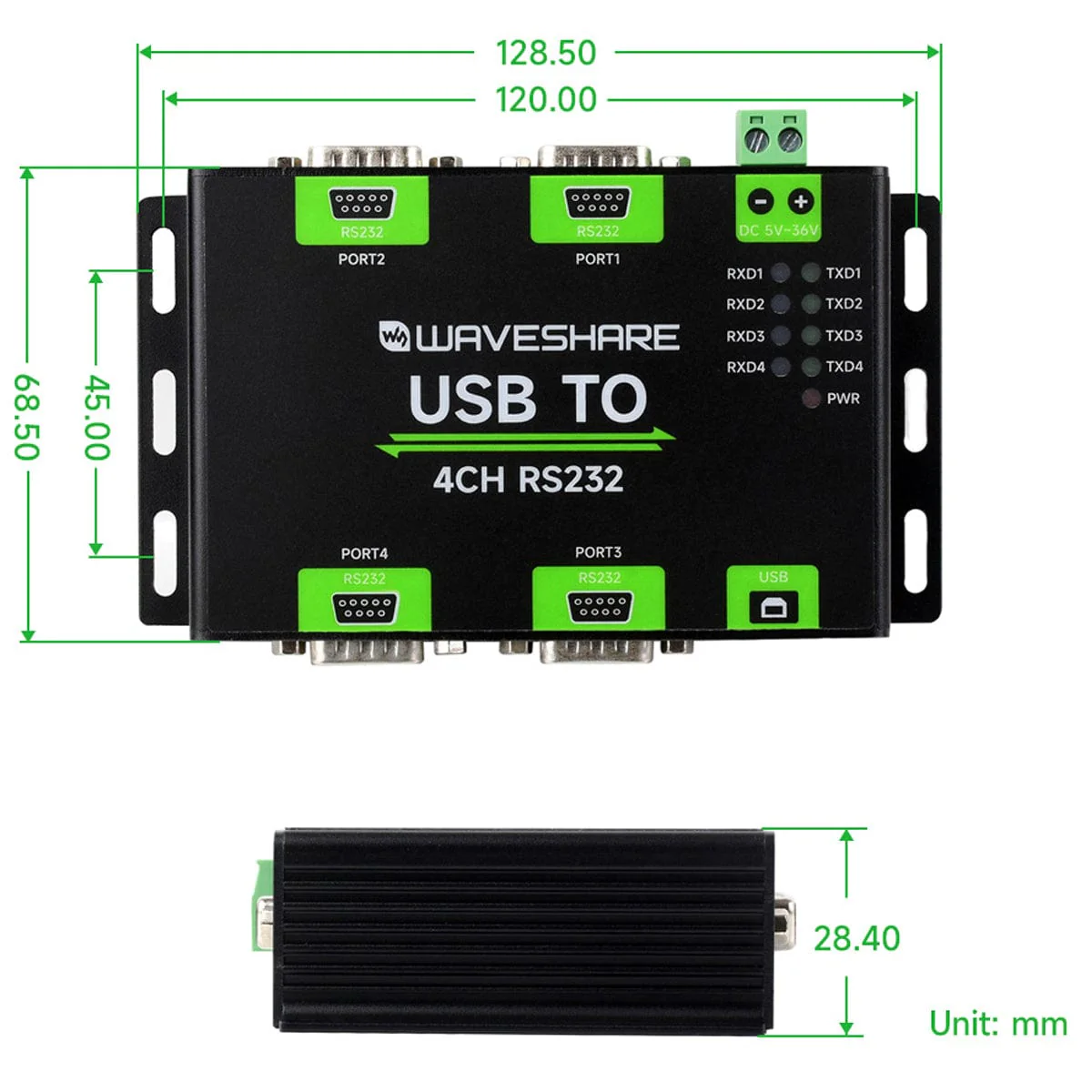 Industrial Isolated USB to 4-Channel RS232 Converter - Image 4