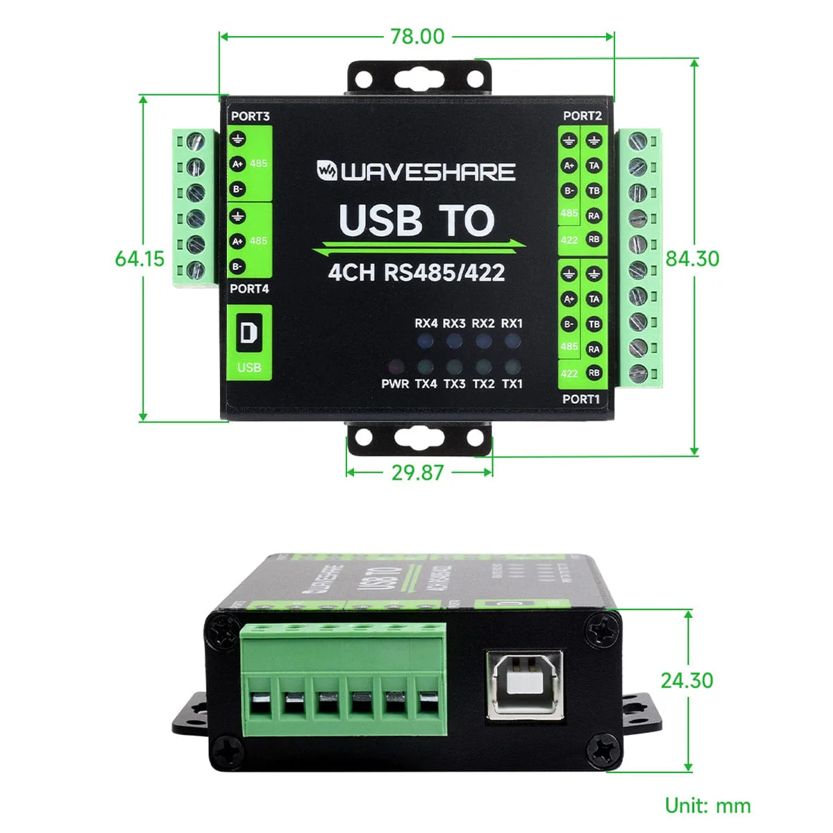 Industrial Isolated USB to 4-Channel RS485/422 Converter - Image 6