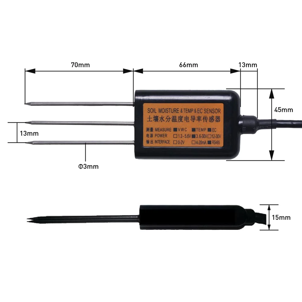 Industrial Soil Moisture & Temperature & EC Sensor MODBUS-RTU RS485 (S-Soil MTEC-02A) - Image 5