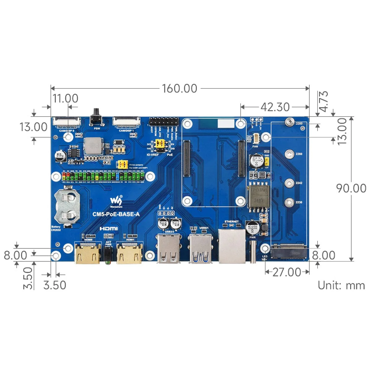 Waveshare PoE IO Board with Case for Compute Module 5 - Image 7