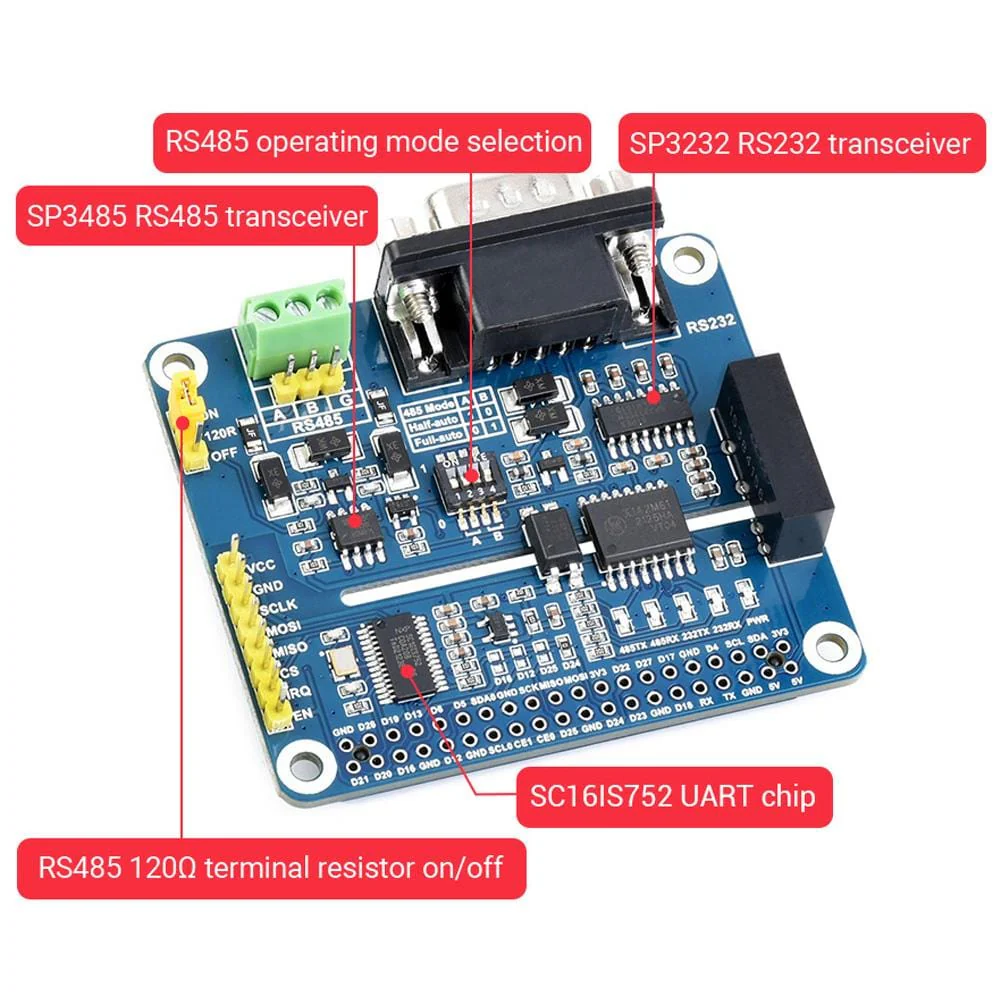 Isolated RS485 RS232 HAT for Raspberry Pi - Image 3