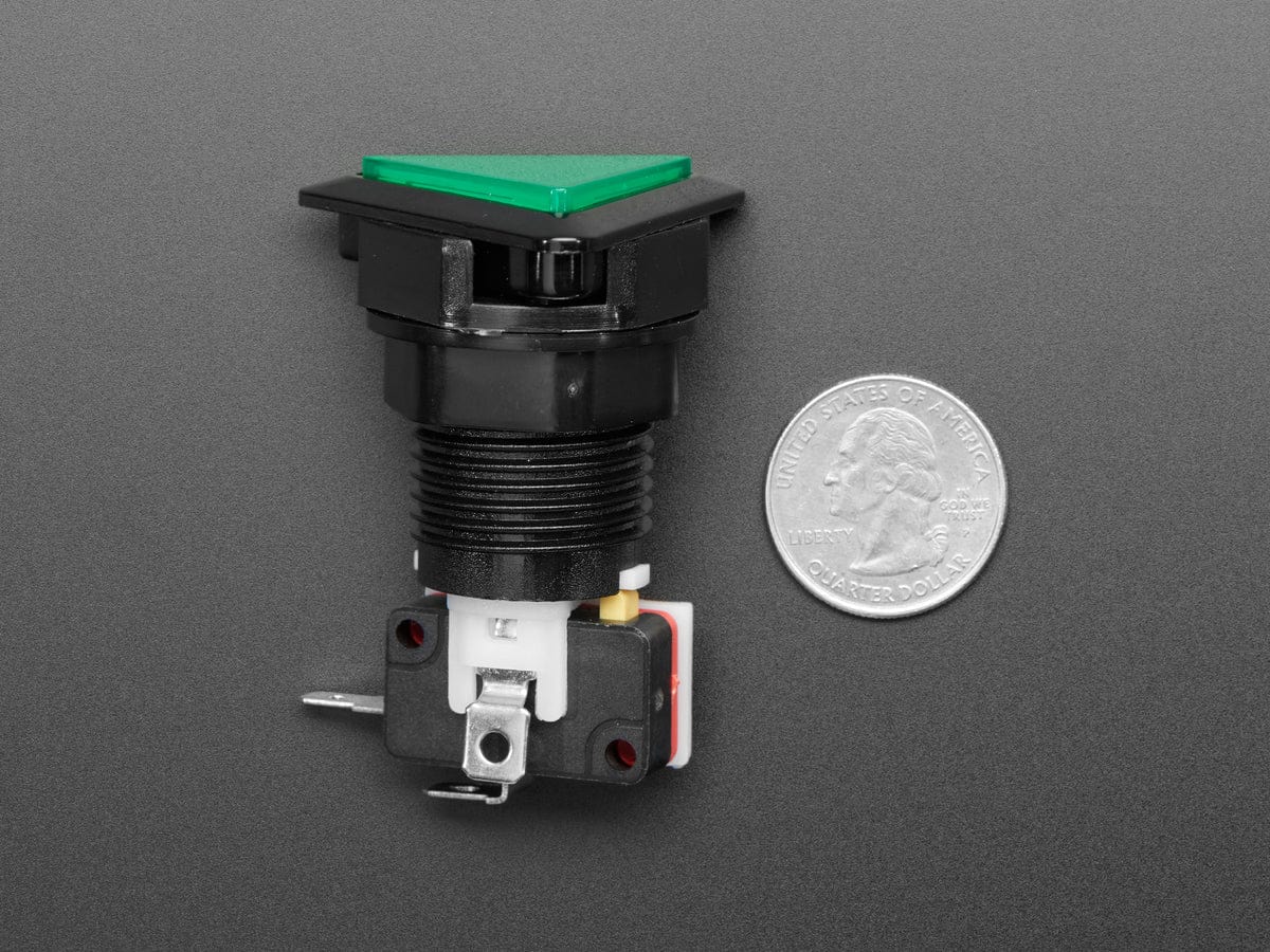 LED Illuminated Triangle Pushbutton A.K.A 1960s Sci-Fi Buttons (Green) - Image 4