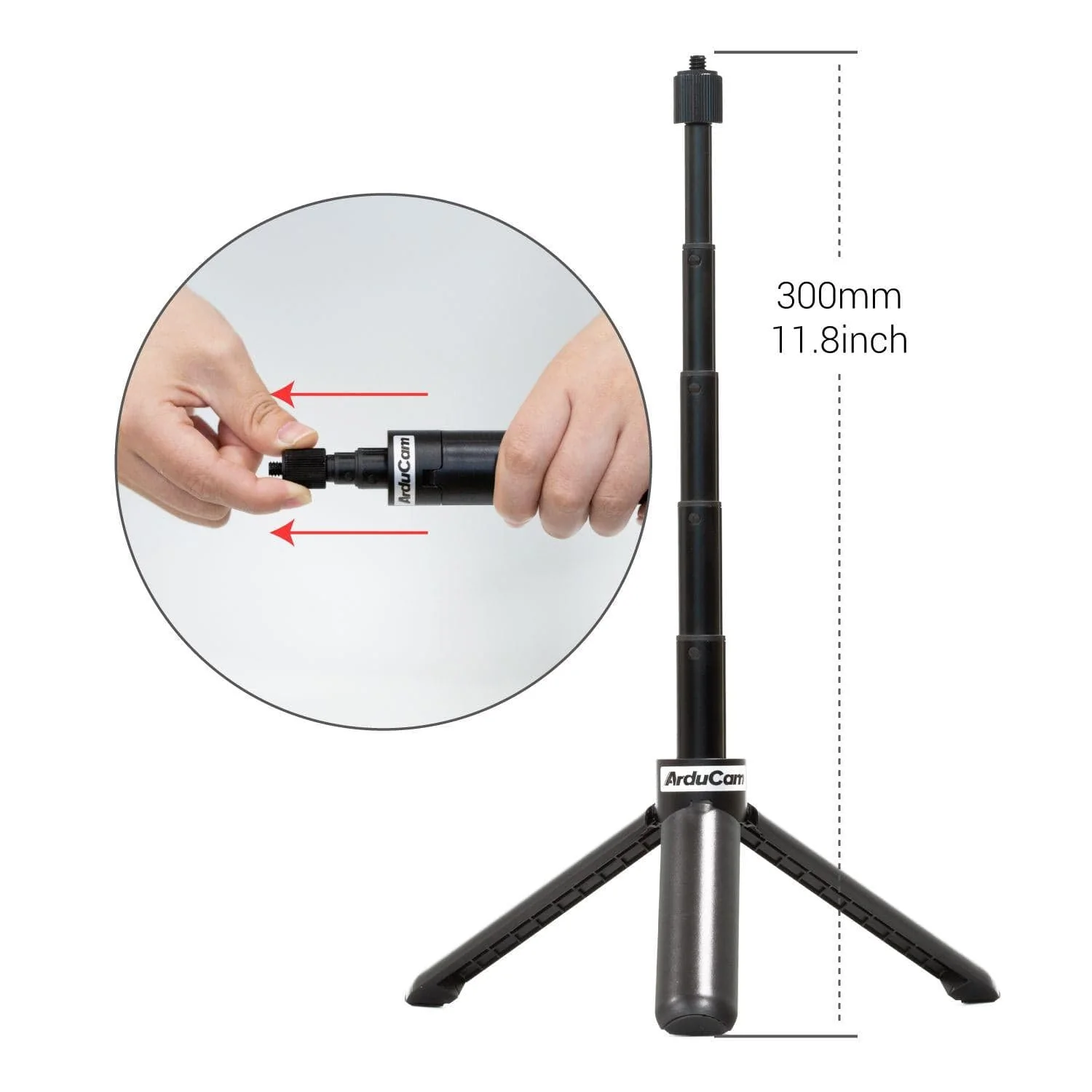 Lightweight Mini Tripod Stand with Extender for Raspberry Pi HQ Camera [discontinued] - Image 3