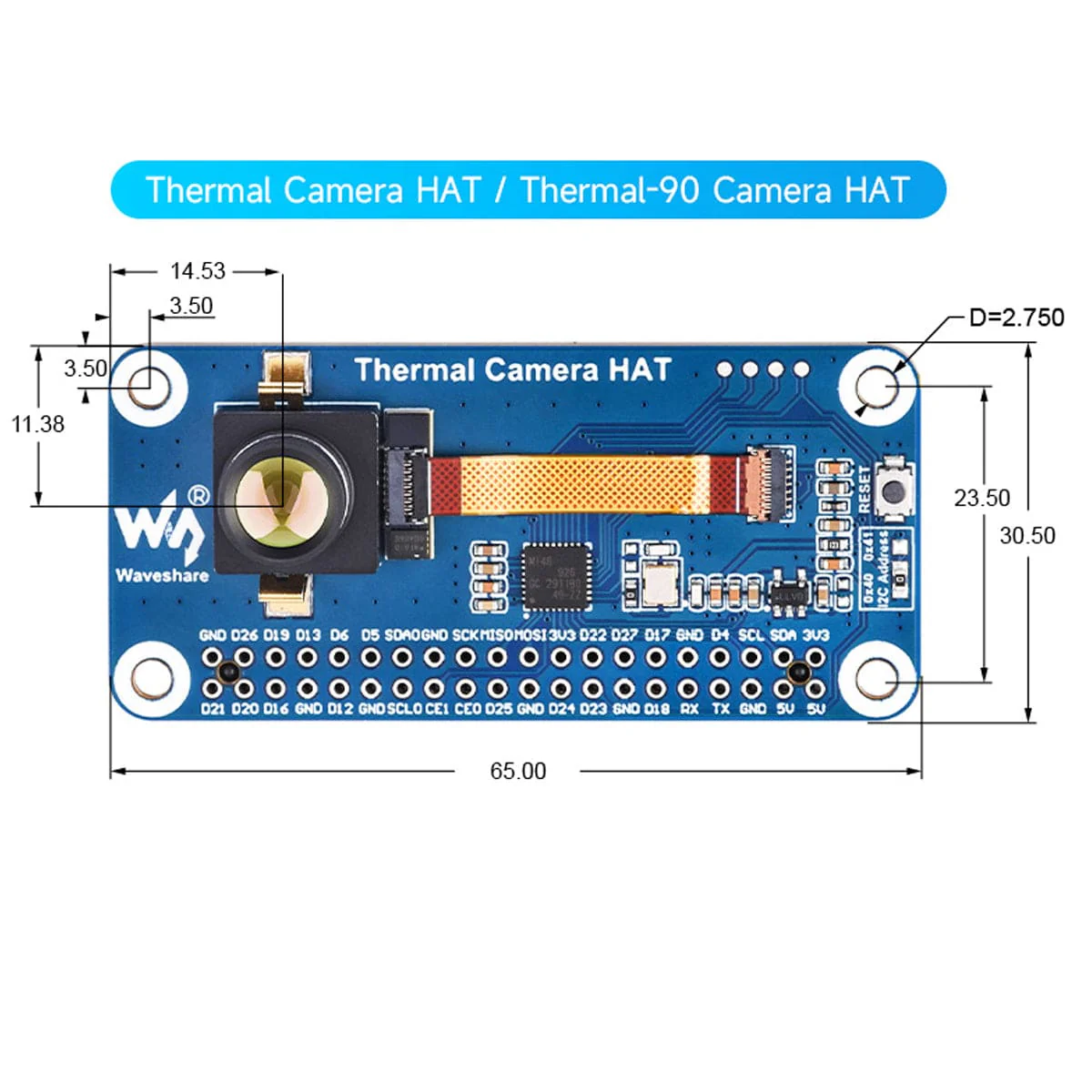 Long-wave IR Thermal Imaging Camera HAT for Raspberry Pi (45° FOV) - Image 6