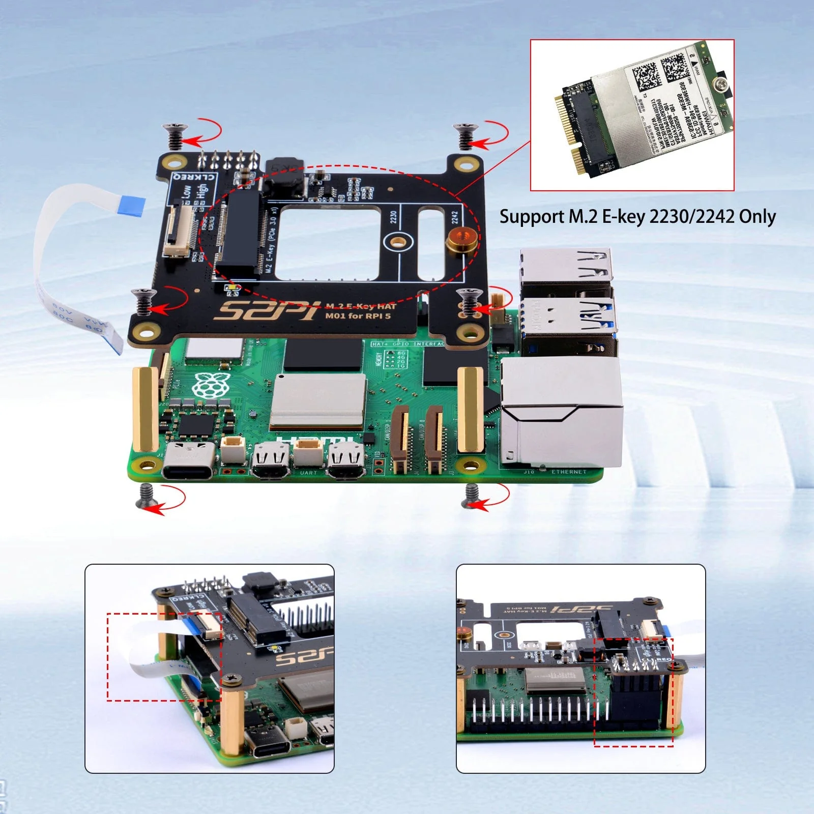 M.2 2242 E-Key Top for Raspberry Pi 5 - Image 6