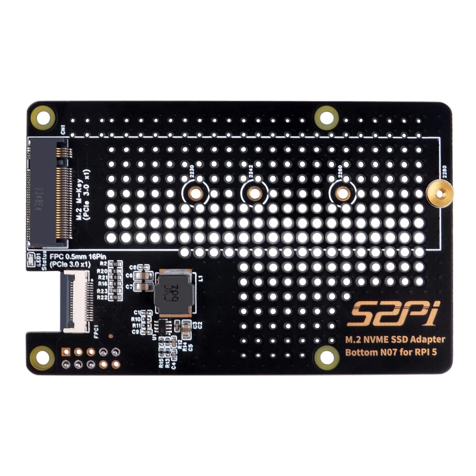 M.2 2280 NVMe PCIe Bottom for Raspberry Pi 5 (N07) - Image 3